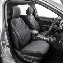 Nissan Navara Yeni Uyumlu Deri Oto Koltuk Kılıfı Ön/arka Set Classy Seri Gri-Siyah