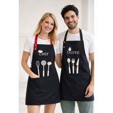 Hulganz Kumaş Mutfak Önlüğü Seti 2'li Leke Tutmaz Su Itici %65 Pamuk %35 Polyester Chef Taster Önlük