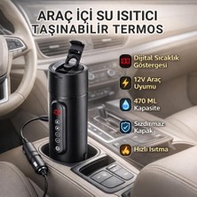 Coofbe Paslanmaz Çelik 470ML Araç Su Isıtıcı Taşınabilir Termos Dijital Ekranlı Araç Su Isıtıcı Kattle