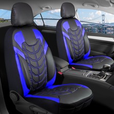Isuzu D-Max Uyumlu Deri Oto Koltuk Kılıfı Ön/arka Set Classy Seri Mavi-Siyah