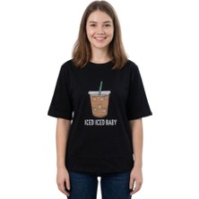 Iced Baskı Enfield&co Kadın T-Shirt Iced Siyah
