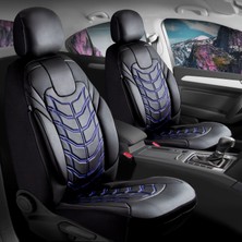 Chevrolet Captiva Uyumlu Deri Oto Koltuk Kılıfı Ön/arka Set Classy Seri Siyah-Mavi