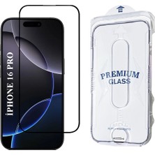 Elixem İphone 16 Pro Uyumlu Tam Kaplayan 5D Magic Box Kolay Uygulama Aparatlı Ekran Koruyucu Temperli Cam