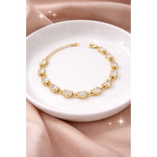 Ares 01 Store Kararmaz Xuping Vıp Altın Renk Beyaz Zirkon Taşlı Lüks Kadın Bileklik