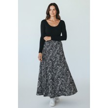 Ece Giyim Kadın Beli Lastikli Desenli Parçalı Balık Etek