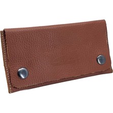 Columbus Hakiki Deri El Işçiliği Tütün Kesesi - Filtre ve Kağıt Bölmeli - Kahverengi