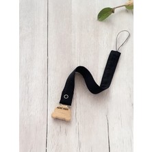 Nünü Anne, Siyah Emzik Askısı, Ahşap Klips Bebek Emzik Askısı , Bebek Emzik Tutacağı, Emzik Zinciri