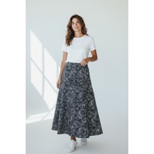 Ece Giyim Kadın Beli Lastikli Desenli Parçalı Balık Etek