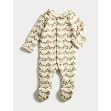 Marks & Spencer Saf Pamuklu Gingerbread Desenli Bebek Uyku Tulumu