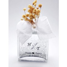 Demet Art Studio 10 Adet Cam Şişe Simli ve Incili Keten Kurdeleli Kolonya Söz Nişan Düğün Hediyeliği