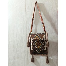 Coton Şark Köşesi Dokuma Askılı Heybe Çanta Kahverengi