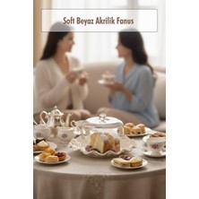 Depa Beyaz Akrilik Delikli Fanus Sunum ve Saklama Kabı - 2 Parça