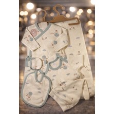 Yenidoğan 7'li Balonlu Hastane Çıkışı Battaniyeli Zıbın Seti