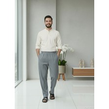 Üstün Online Hacı ve Umre Için Günlükte Şık Kesim Rahat Kalıp Erkek Şalvar Pantolon Kül Grisi - L