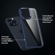 Storemax 15 Pro Için Hybrid Serisi Arkası Kristal Şeffaf Polikarbonat Kenarları Silikon Kamera Lens Çerçevesi ve Tuşları Metal Yüksek Kalite Şeffaf Silikon Kılıf (Mavi, Klasik)