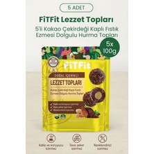 Fitfit Doğal Içerikli Lezzet Topları | Kakao Çekirdeği Kaplı Fıstık Ezmesi Dolgulu Hurma Topları 100 gr x 5 Adet