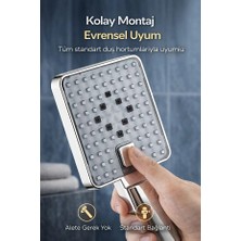 Suvia Yüksek Basınçlı Kare Duş Başlığı | 3 Fonksiyonlu | Su Tasarruflu | Modern Premium El Duşu