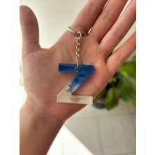 Cafirel Sedefli Mavi-Beyaz Renkli Deniz Temalı Z Harfi Anahtarlık