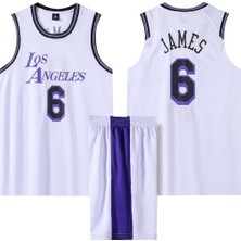 ÇARŞI47 Basketbol Forması Çocuk Şortlu Takım ile Beyaza Mor