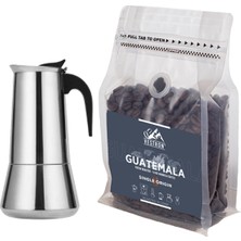Vestron Outdoor Kahve Tanışma Seti Moka Pot 6 Cup Kahve Demleme ve Guatemala|filtre KAHVE|250G