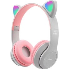 Nexiva Kedili Kedi Cat Işıklı Rgb Kulaküstü Bluetooth Kulaklık P47M Aux Sd Card Girişli