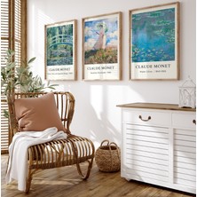 Pam Studio Claude Monet 3’lü Çerçeveli Tablo Seti – Manzara ve Doğa Temalı Duvar Dekorasyonu