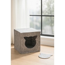 YUNUSOĞLU HOME Keçe Kedi Yuvası Dekoratif Mama Kabı Altlığı Hediyeli Organizer Düzenleyici Katlanabilir - Kedi Evi
