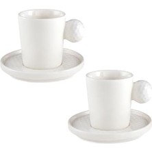 Golfline Beyaz 2'li Tabaklı Kahve Fincan Takımı 90 cc