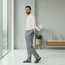 Üstün Online Hacı ve Umre Için Günlükte Şık Kesim Rahat Kalıp Erkek Şalvar Pantolon Kül Grisi -Xl