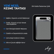 Shg Özel Tasarımlı 304 Paslanmaz Çelik Kesme Tahtası1,5 mm Kalınlık, 23 x 34 cm Yıkanabilir, Gıda Temasına Uygun, Hijyenik