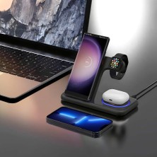 Labs Buff BL40 5in1 Telefon Kulaklık Tutucu Kablosuz LED Işıklı Hızlı Şarj Standı