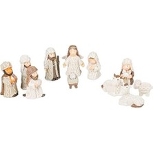 Transpac, Inc. Kablo Örgü Dokulu Kutsal Aile, 3 Kral ve Melek Reçine Doğum Heykelcik 11'li Set