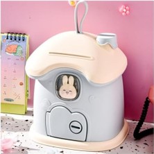 Kumbara Sevimli Tavşan Bacalı Ev Kumbara Kapaklı Mavi