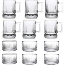 12 Parça Kulplu Kupa Bardak ve Çerezlik Kase Seti Çay Çerez Set 8695258412352AYBABA02