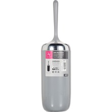 M-E07-07-P Lima Tuvalet Fırçası, Krom Dekorlu, Gri