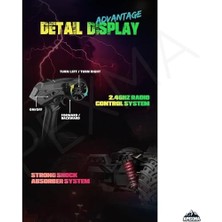 2.4ghz Uzaktan Kumandalı Full Fonksiyon 20 Km Hız LED Işıklı Şarjlı Rock Crawler Arazi Aracı - Büyük Tekerli Kumandalı Rc Kamyonet (Yeşil)