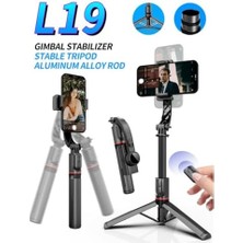 Gimbal Stabilizer Selfie Stick – 2’si 1 Arada Kablosuz Bluetooth Uzaktan Kumandalı, 700MM Ayarlanabilir Yükseklik, Ios & Uyumlu, Titreşim Önleyici Telefon Tripodu | L19