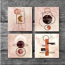 Minimalist Soyut Taş Bardak Altlığı Seti - 4 Parça - Dekoratif, Rustik Mutfak Aksesuarı, 10X10 Cm, Kaydırmaz Tabanlı, Şık ve Dayanıklı SC125