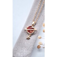 Serenity Kırmızı Satürn Çelik Kolye