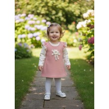 ruhaay Kız Çocuk Kolları Fırfır Detaylı Çiçekli ikili Uzun Kollu Badi Ve waffle Elbise 6-24 Ay