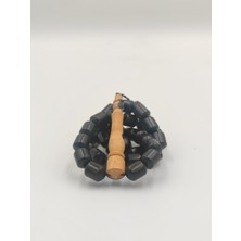 Usta Işcilikli Abanoz Ağacı Tesbih 8 * 12 mm Kapsül Kesim  Takımlı Sistemli Püskül