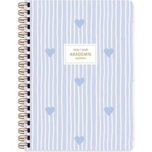 16 * 23 Spiralli Akademik Ajanda - Mavi Kalp