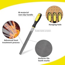 5 Parça Çelik Premium Eğe Seti – 8'' 33 cm Büyük Boy Çelik Eğe Takımı | Balık Sırtı, Üçgen, Kare, Yuvarlak ve Düz Geniş | Ergonomik Saplı Dayanıklı Metal Ahşap Zımpara Çantalı Eğe Seti