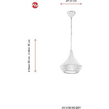 4106 Modern Avize, 60 W, Beyaz