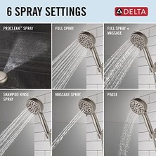 Proclean Fırçalı Nikel Duş Başlığı, Elde Taşınabilir, Yüksek Basınçlı Püskürtmeli Duş Başlığı, El Duş Başlığı, 6 Püskürtme Ayarı, Spotshield Fırçalanmış Nikel 75740SN