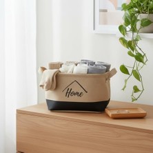 Dikdörtgen Jüt Düzenleyici Sepet (24X17X14 Cm) – Krem Renk Katlanabilir Kumaş Kulplu Organizer | Ev, Mutfak, Banyo, Çocuk Odası ve Ofis Için Çok Amaçlı Saklama Kutusu 2 Model (Krem-Siyah)