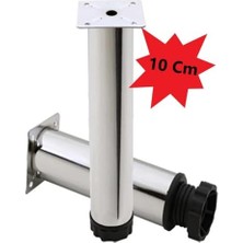 Mobilya Kanepe Koltuk Çekyat Yükseltme Ayağı Tablalı Krom Metal 10 cm 4 Adet (Vidaları ile Birlikte)