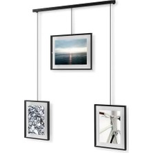Umbra Exhibit Fotoğraf Kolajı, Esnek Resim Çerçeveleri Seti, Dikey ve Eğimli, 3 Fotoğraf, Sanat Baskıları, Resimler Için, 10X15 ve 13X18 Cm, Çelik, Siyah, Tek Boy