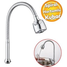 Spiral Başlı 2 Fonksiyonlu Hareketli Dönebilen Hortumlu Musluk Ucu Tasarruflu Oynar Başlıklı Krom