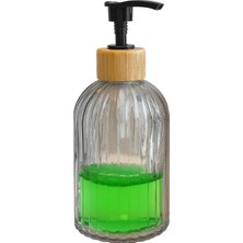 Cam Sıvı Sabunluk – Doğal Bambu Başlıklı | Şeffaf Cam Gövde | Banyo, Mutfak ve Lavabo Üstü Kullanım Için Modern Pompalı Sabun Dispenseri 300 ml